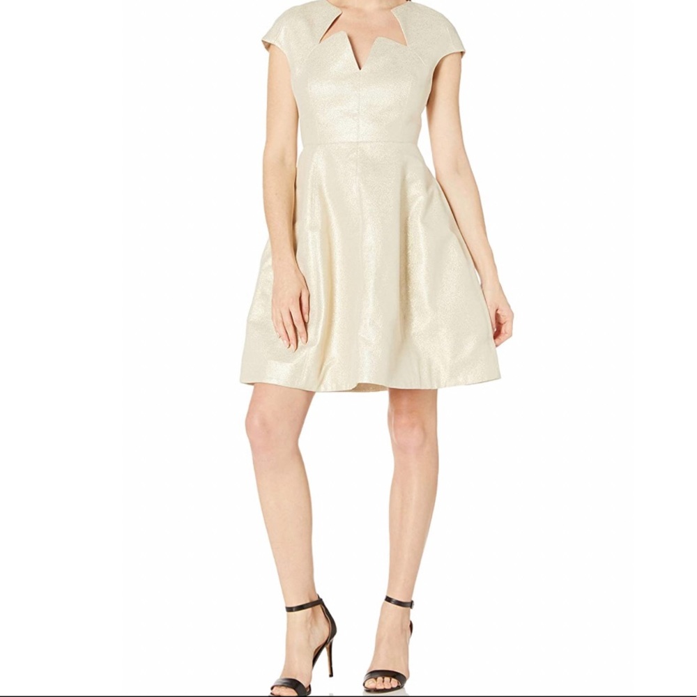 Halston Heritage Shimmer Cocktail Dress, Gold, 0